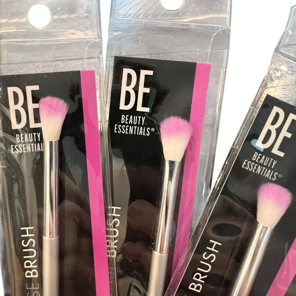 Beauty Essentials Makeup Brush 3 Pc Eye Crease Eyeshadow Pink Tipped Bristle NEW